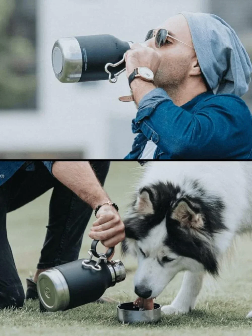 Asobu Insulated Dog Bowl Water Bottle 33oz Stainless Steel Travel Pet Travel Mug